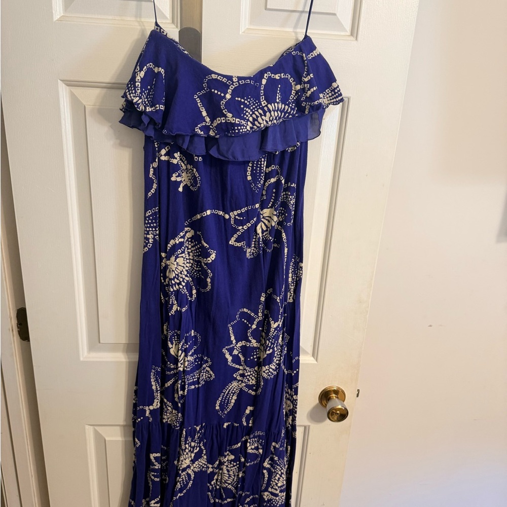 Express Blue and White Patterned Dress